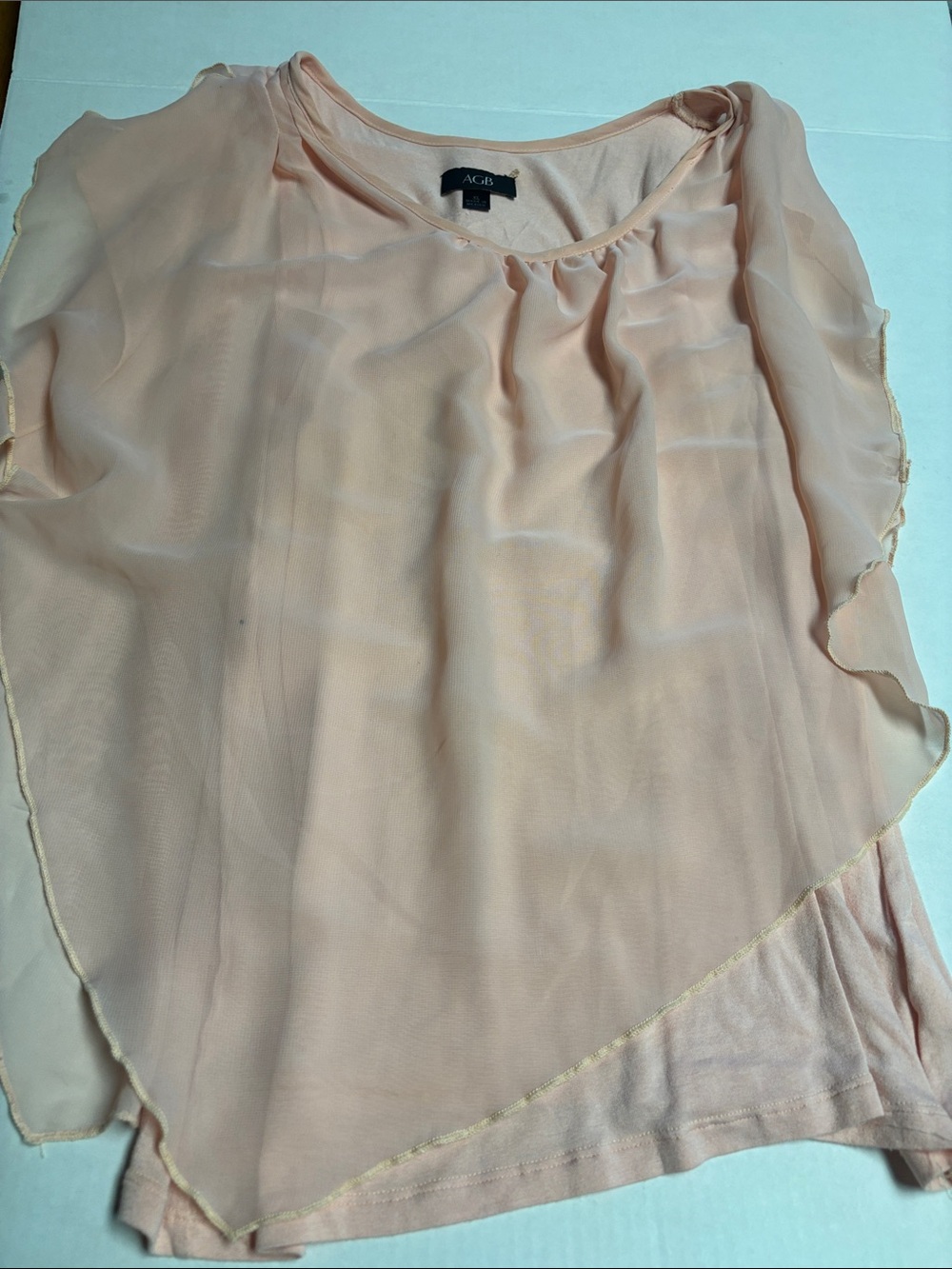 AGB Sheer Layered Blouse in Soft Peach